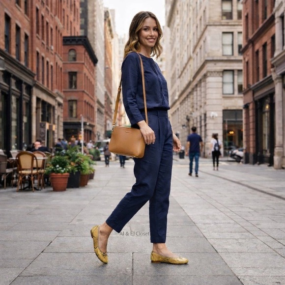 Helene Rouge Made in Spain Snake Embossed Leather Ballet Flats Yellow EU 38 NWT - Picture 3 of 10